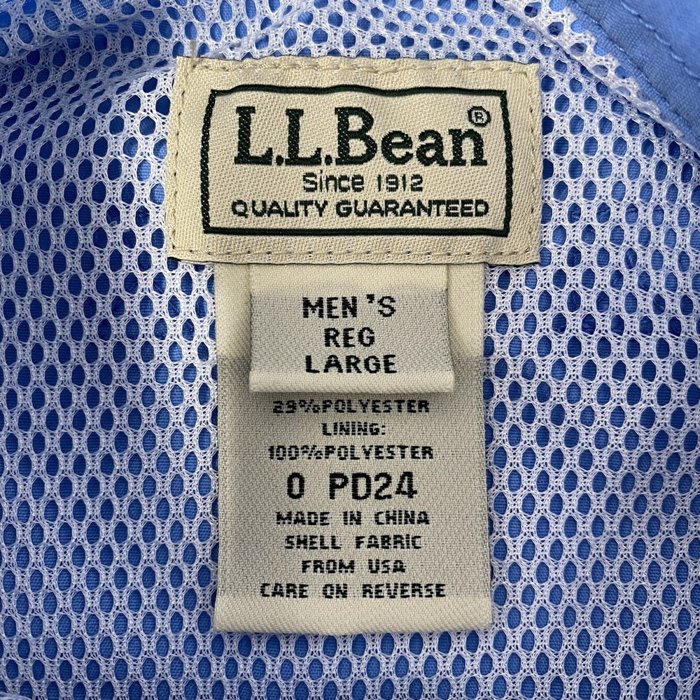 L.L. Bean Men Large Solid Blue Vented Roll Tab Sleeves Button Down Fishing Shirt - Picture 5 of 5